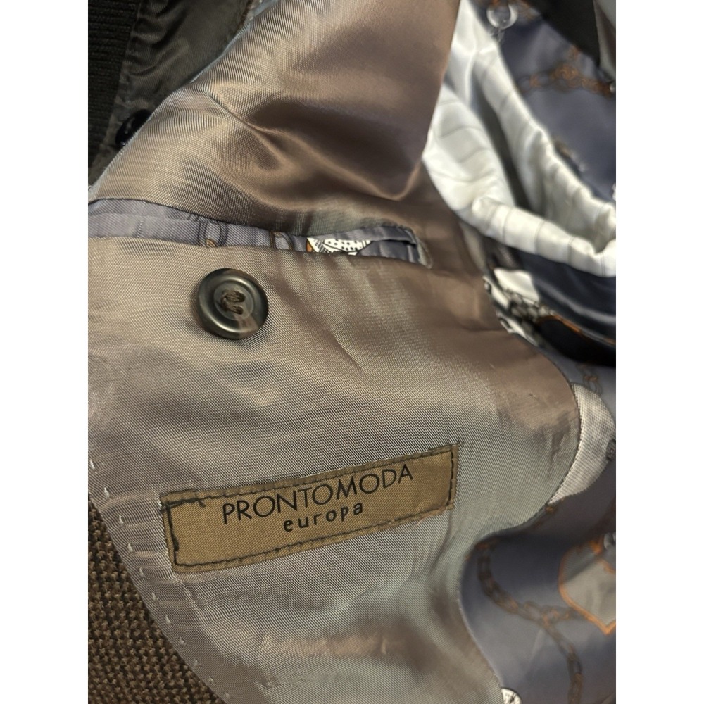 New Pronto Moda Europa Houndstooth Blazer With Shaw Collar Lambs‎ Wool 46R - Picture 5 of 8